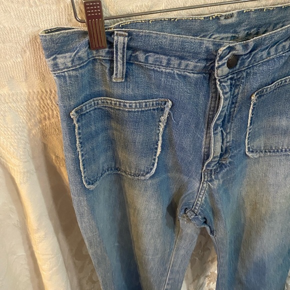 Vintage 1970s Light Blue Frayed Wide-Leg Jeans - Picture 3 of 13